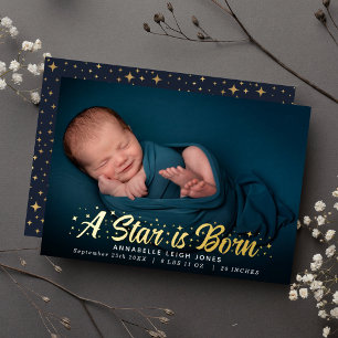 Une étoile naît Carte Faire-part photo de naissanc
