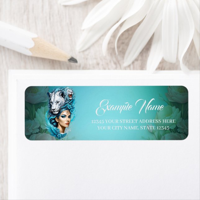 Une femme captivante à la tête d'un lion majestueu (En situation)