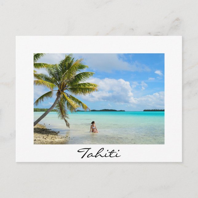 Une femme sous la paume de Tahiti carte postale fr (Devant)