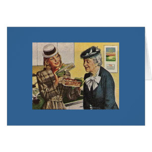 Une femme Vintage montre le casserole à un aîné