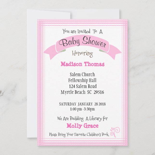 Une Fille Apporte Une Invitation De Baby shower De (Devant)