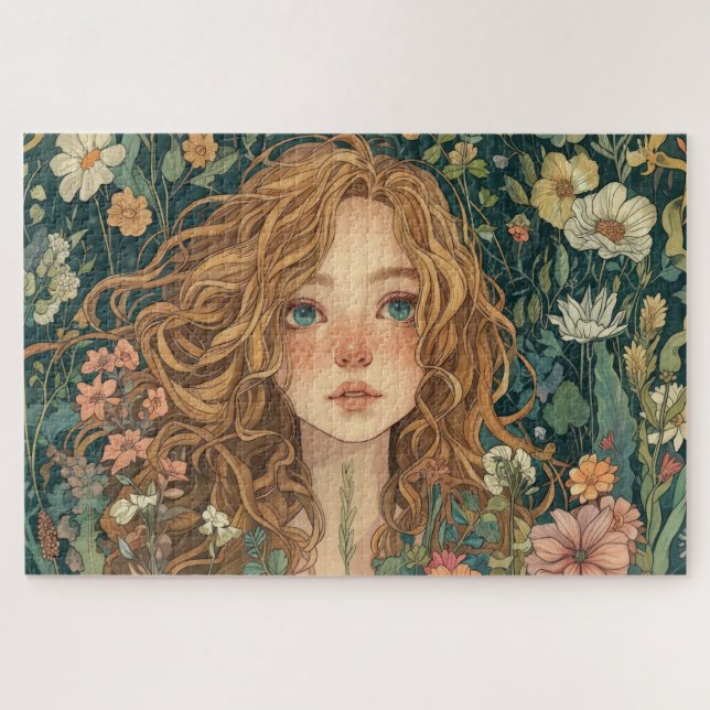 Une fille dans un puzzle de jardin (Horizontal)