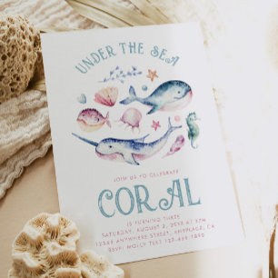 Une fille d'aquarelle est sous la mer Invitation