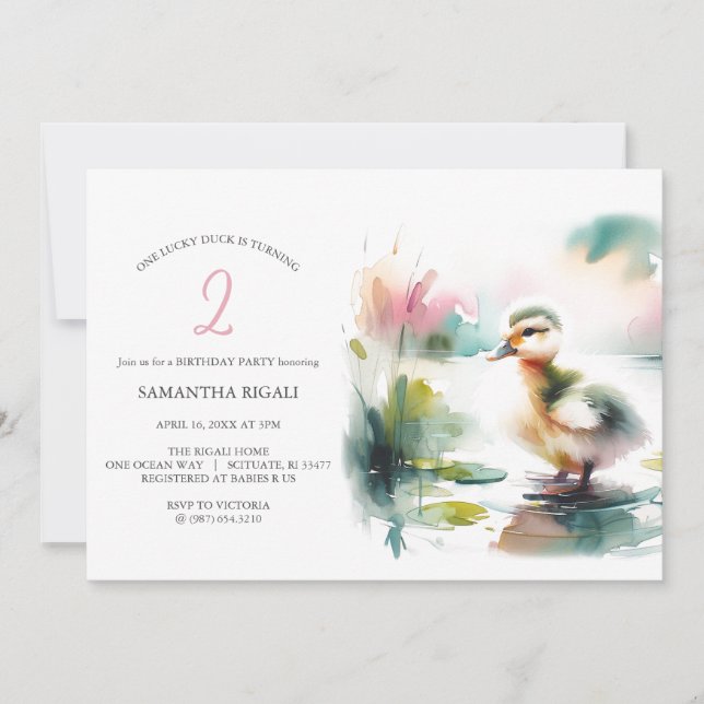 Une fille de canard chanceuse Invitations pour le  (Devant)