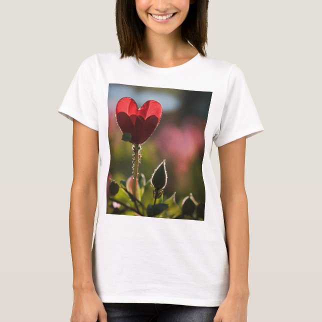 Une fille en T-shirt rose rouge (Devant)