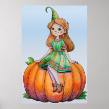 Une fille Imaginaire sur une affiche Citrouille