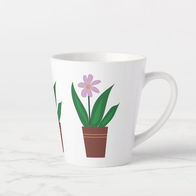 Une Fleur Violette Dans Une Mug Pot Latte (Droite)
