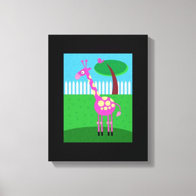 Une girafe rose vit dans ma toile Jardin enveloppé (Recto)