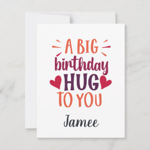 Une grande carte cadeau d'anniversaire Hug Birthda