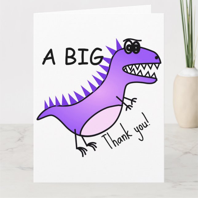 Une GRANDE carte de voeux Dinosaur Merci (Devant)