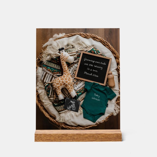 Une grossesse vintage boho faire-part (Recto)