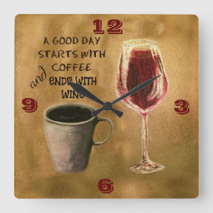 Une horloge à vin et café de bonne journée