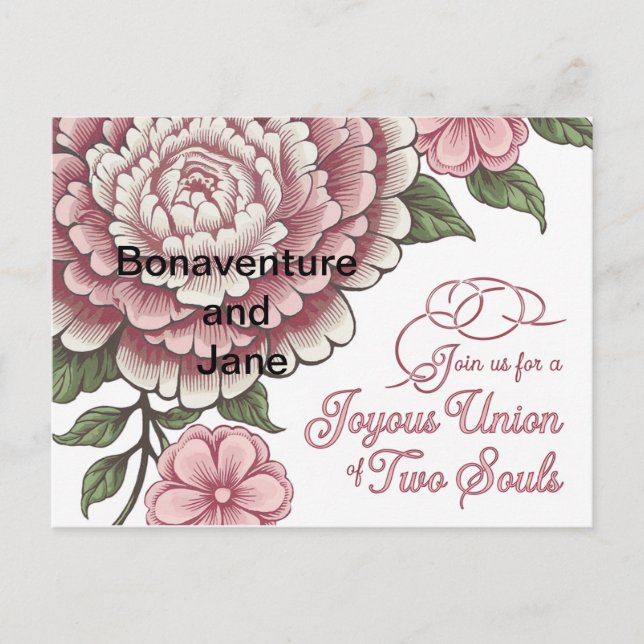 Une invitation à la carte mariage au design floral (Devant)