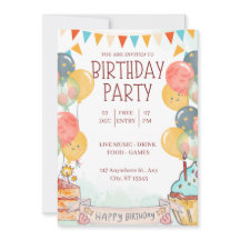 Une invitation à la fête d'anniversaire de couleur