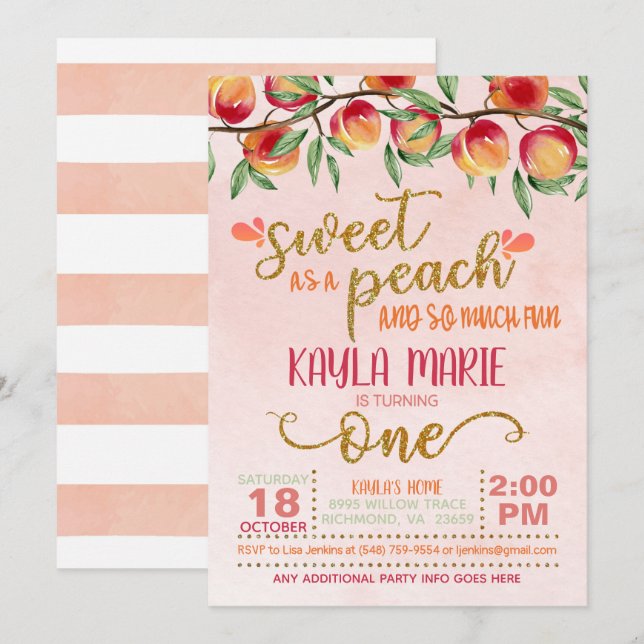 Une invitation à l'anniversaire du 1er anniversair (Devant / Derrière)