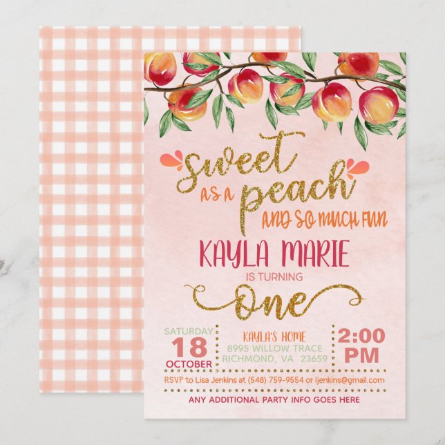Une invitation à l'anniversaire du 1er anniversair (Devant / Derrière)