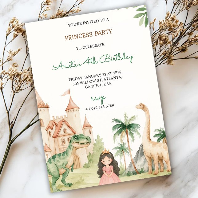 Une invitation à une fête d'enfants avec une princ (Créateur téléchargé)