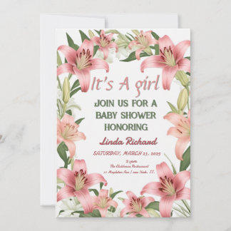 Une invitation au baby shower en dentelle fleurie 