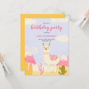 Une invitation d'anniversaire avec un lama.