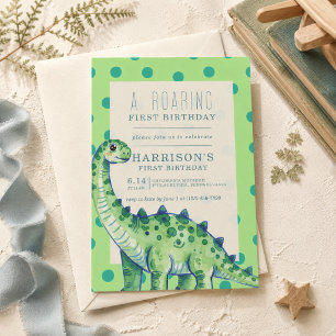 Une invitation d'anniversaire de dinosaure rugissa