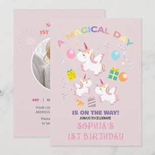 Une invitation d'anniversaire de licorne magique