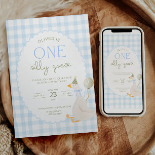 Une Invitation d'anniversaire One Silly Goose à ca