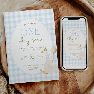Une Invitation d'anniversaire One Silly Goose à ca