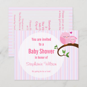 Une Invitation De Chouette Rose Baby shower