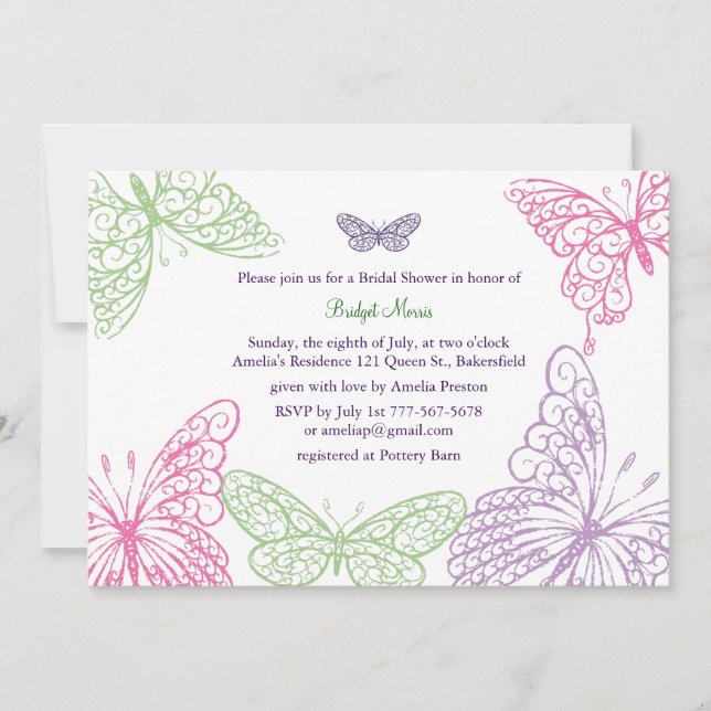 Une invitation de Fête de la mariée du flottement (Devant)