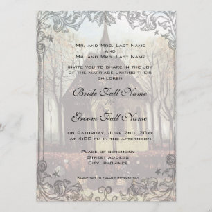 Une invitation de mariage à l'église de campagne