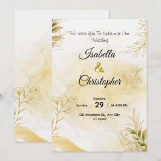 Une invitation de mariage luxueuse en or élégant