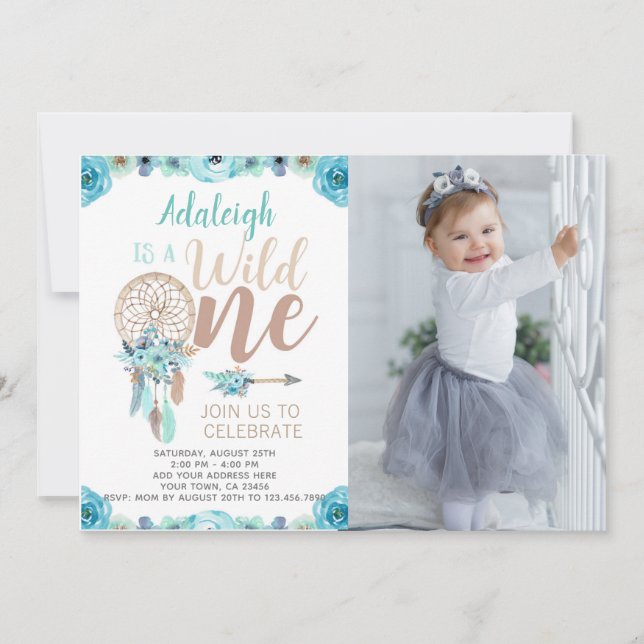 Une invitation sauvage d'anniversaire de fille (Devant)