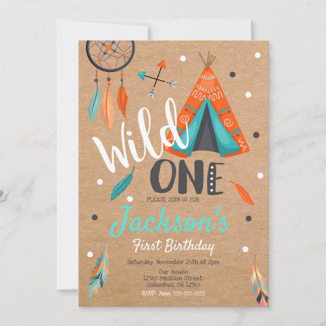 Une invitation sauvage d'anniversaire de Teepee de (Devant)