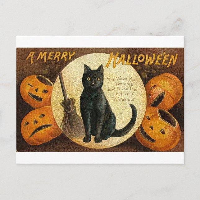 Une joyeuse carte de chat Halloween (Devant)
