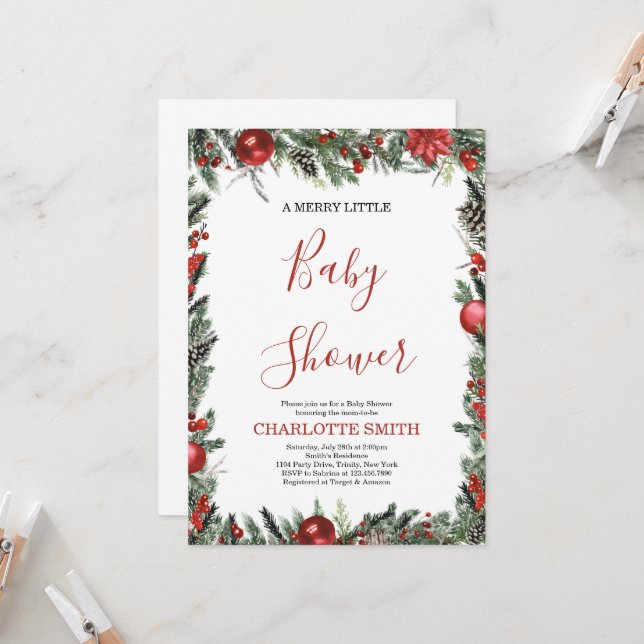 Une joyeuse petite invitation à une baby shower (Devant/Arrière en situation)