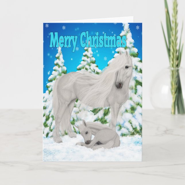 Une mère et un poulain de Noël. carte de Noël (Devant)