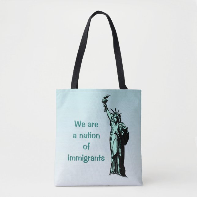 Une nation d'immigrants Sac fourre-tout bleu (Devant)