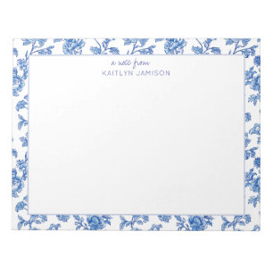 Une note de   Bloc-notes floral bleu chinoiserie