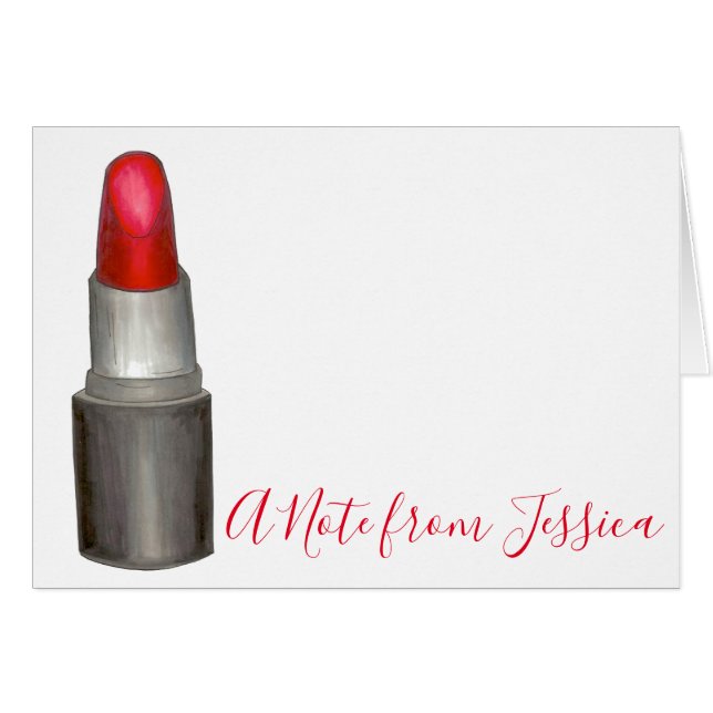 Une Note De Maquillage De Tube À Lipstick Rouge Pe (Devant horizontal)