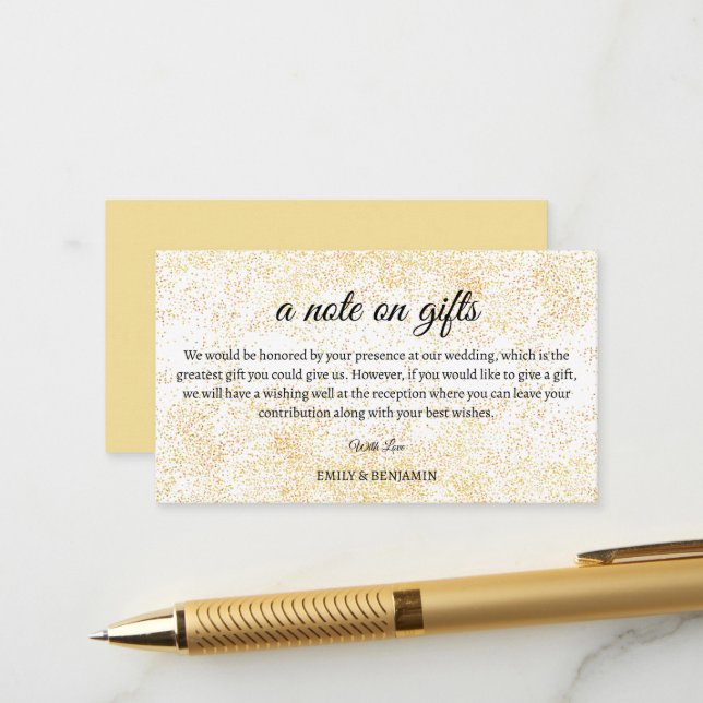 Une Note Sur La Carte Mariage De Boîtier Cadeaux (Devant/Arrière en situation)