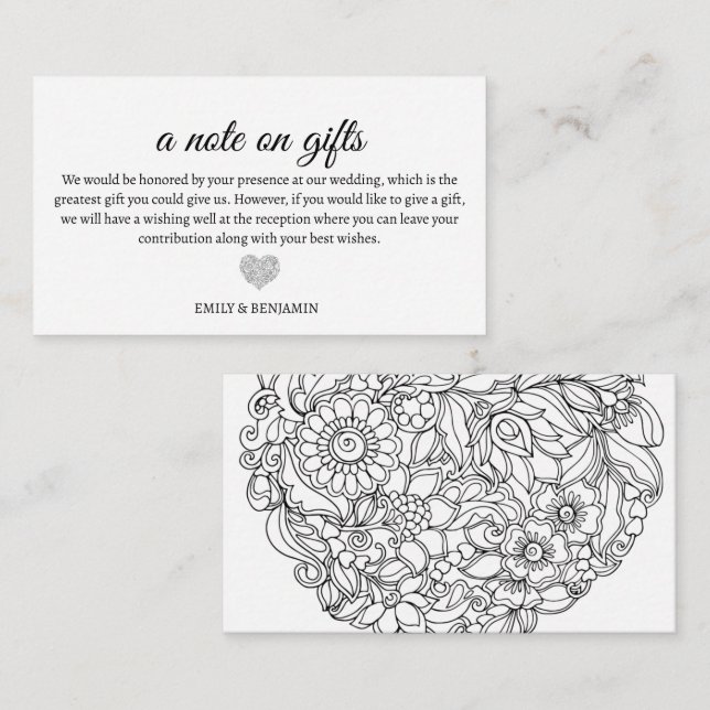 Une Note Sur La Carte Mariage De Boîtier Cadeaux (Devant / Derrière)