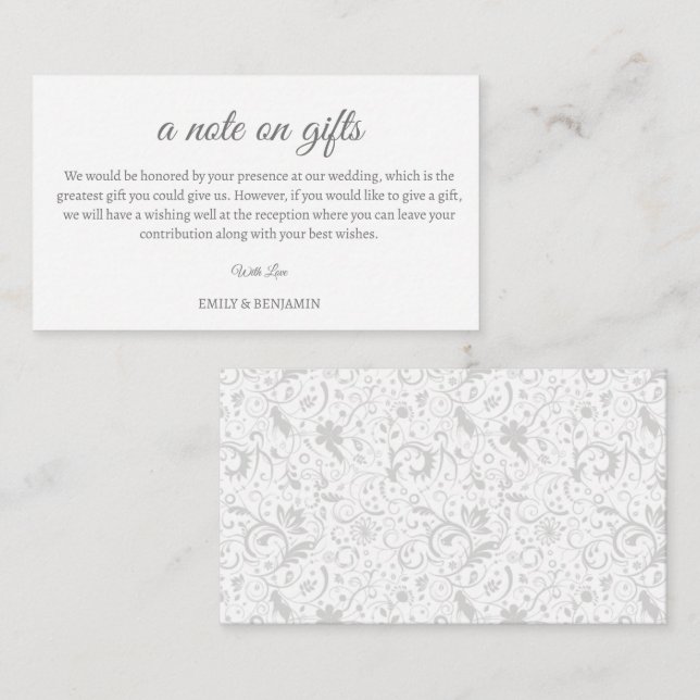 Une Note Sur La Carte Mariage De Boîtier Cadeaux (Devant / Derrière)