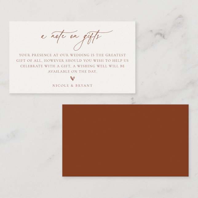 Une Note Sur La Carte Mariage De Boîtier Cadeaux (Devant / Derrière)