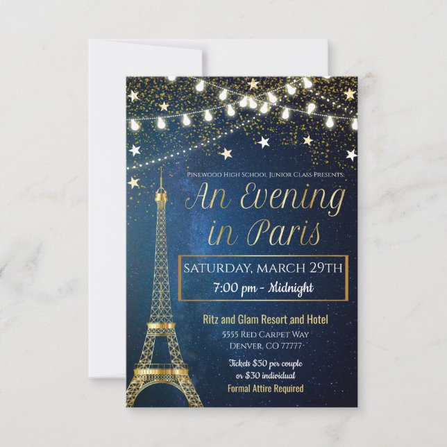 Une nuit à Paris Prom Invitation (Devant)
