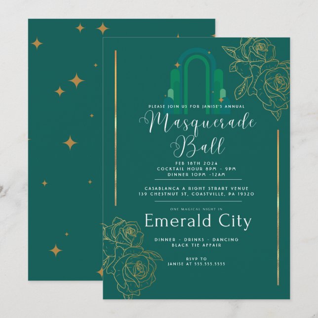 Une Nuit Magique À Emerald City Party Invitation (Devant / Derrière)