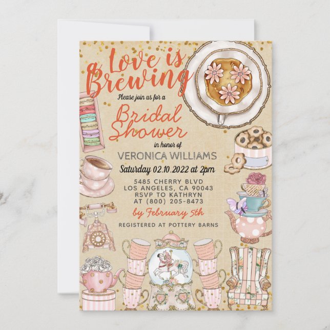 Une nuptiale brasse une invitation à la douche (Devant)