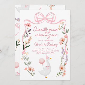 Une oie sotte invitation Fleurs sauvages arc rose