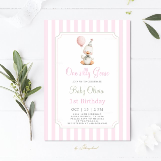 Une oie sotte Sage 1er Anniversaire Invitation fil (Créateur téléchargé)