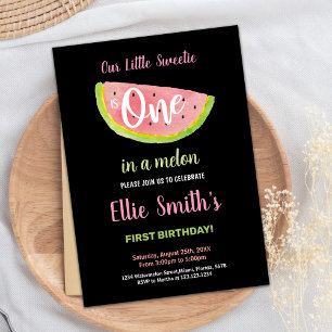 Une pastèque rose verte Invitations d'anniversaire