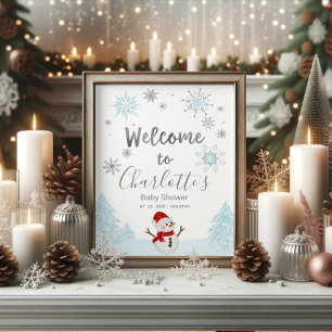 Une petite Affiche de bienvenue Baby shower bleu f